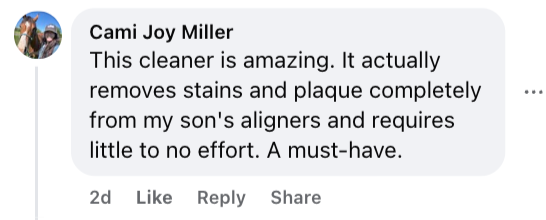 A customer comment about the PureDental Cleaner