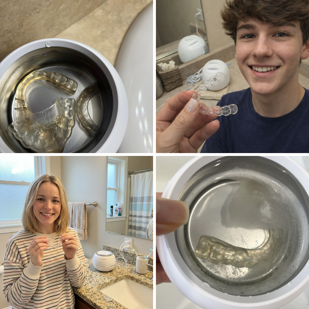 A collage of customers with their PureDental Cleaners