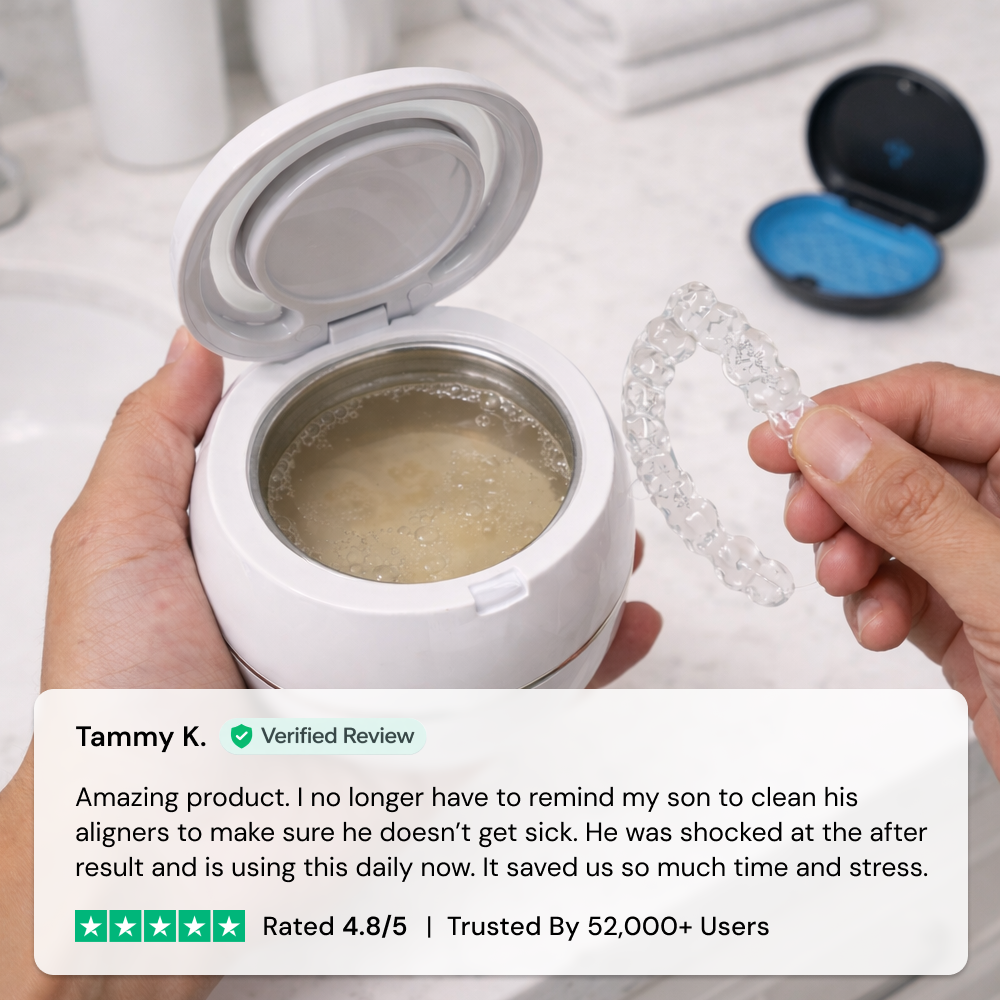 The PureDental Cleaner with a customer review