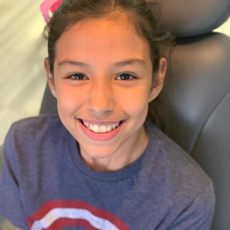 A girl smiling