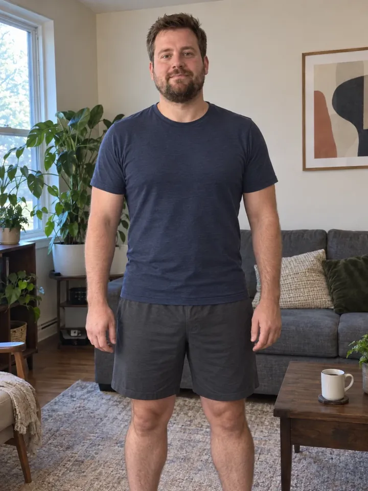 Illustrative after photo: the same man, months later