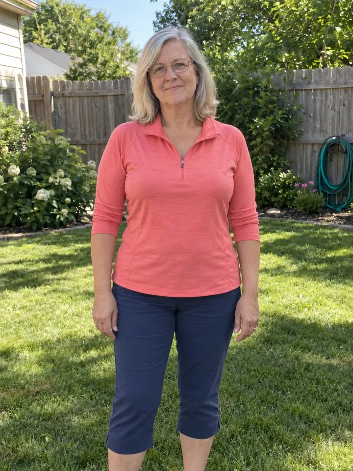 Illustrative after photo: the same woman, months later