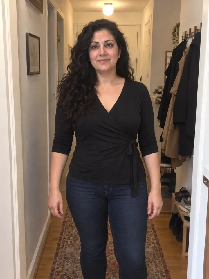 Illustrative after photo: the same woman, months later