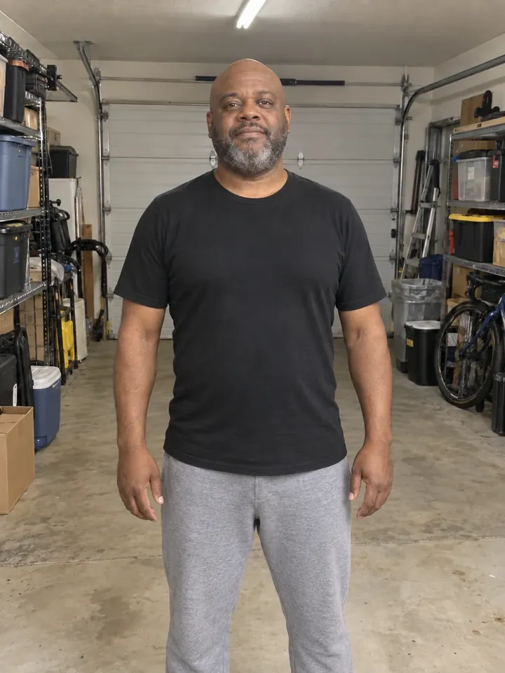Illustrative after photo: the same man, months later