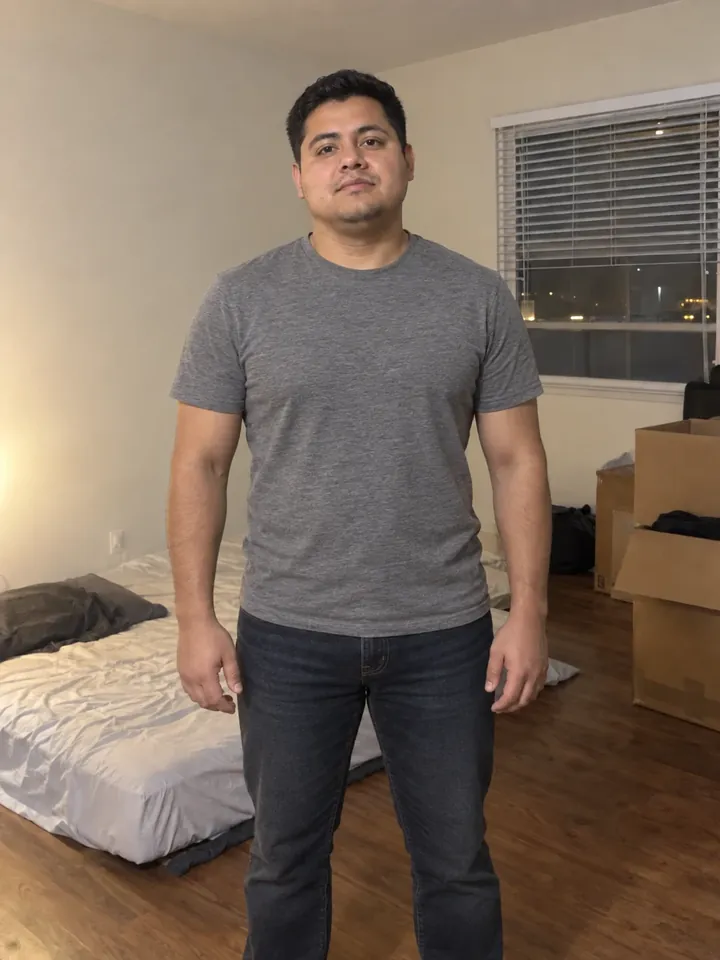 Illustrative after photo: the same man, months later