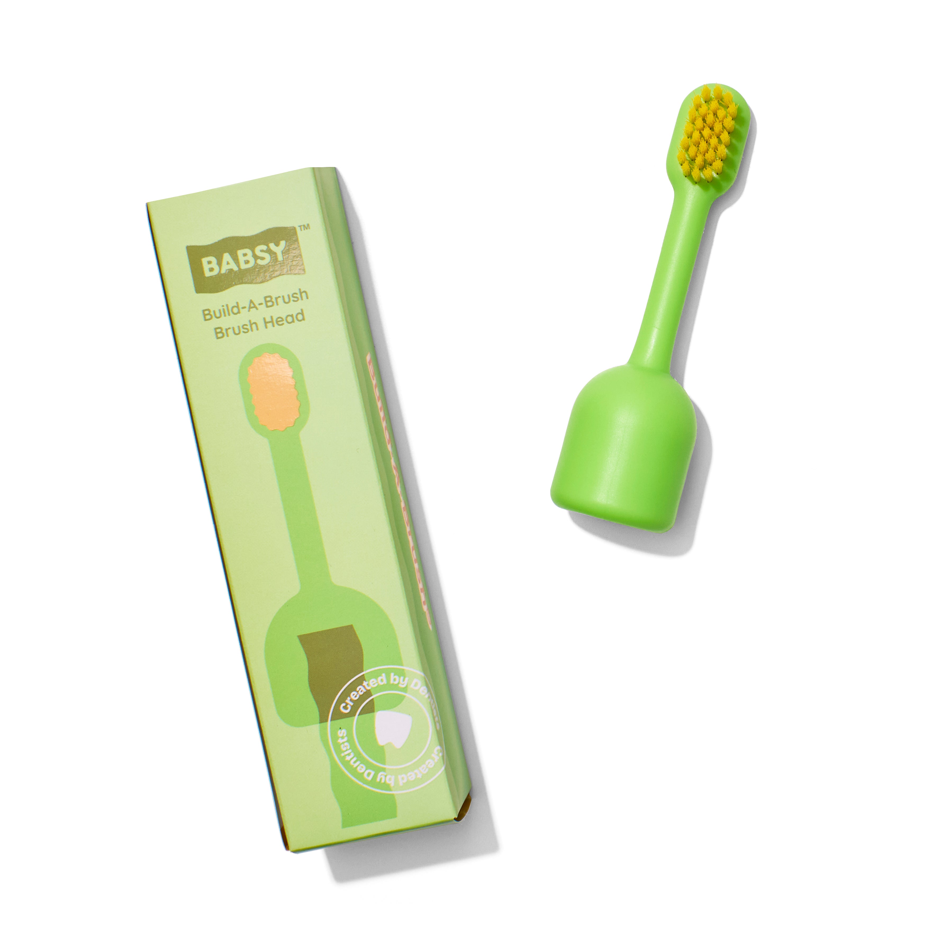 Kid-sized Babsy brush head with extra-soft bristles